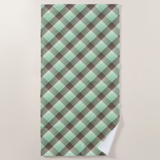 Mint Chocolade Chip Kleur Blok Plaid Strepen Strandlaken (Voorkant)