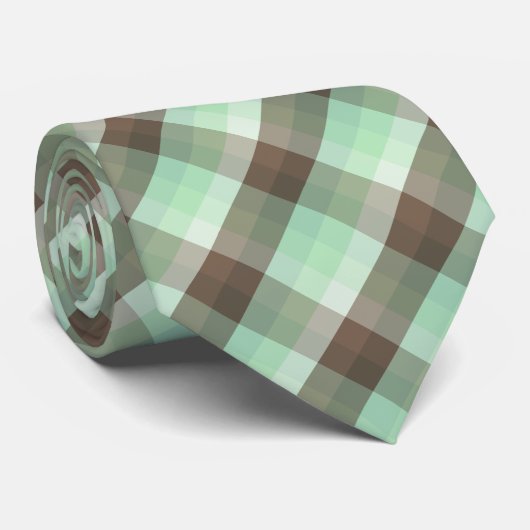 Mint Chocolade Chip Kleur Blok Plaid Strepen Stropdas (Opgerold)