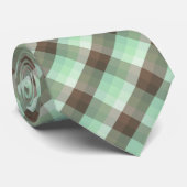 Mint Chocolade Chip Kleur Blok Plaid Strepen Stropdas (Opgerold)