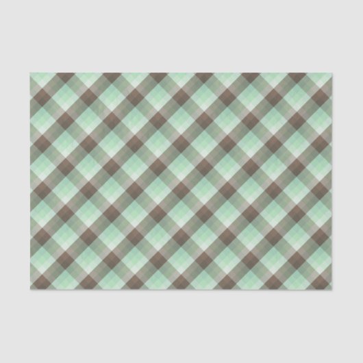 Mint Chocolade Chip Kleur Blok Plaid Strepen Tissuepapier (Voorkant)