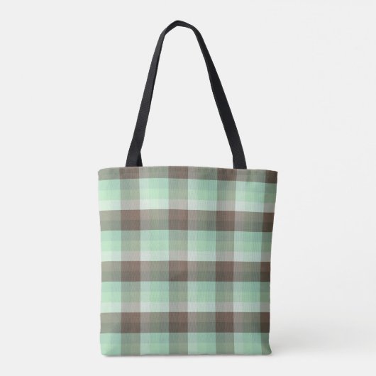 Mint Chocolade Chip Kleur Blok Plaid Strepen Tote Bag (Achterkant)