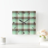 Mint Chocolade Chip Kleur Blok Plaid Strepen Vierkante Klok (Huis)