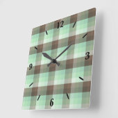Mint Chocolade Chip Kleur Blok Plaid Strepen Vierkante Klok (Hoek)
