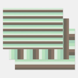 Mint Chocolade Chip Kleur Blok Strepen Inpakpapier Vel