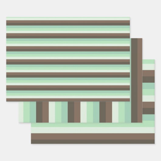 Mint Chocolade Chip Kleur Blok Strepen Inpakpapier Vel (Set)