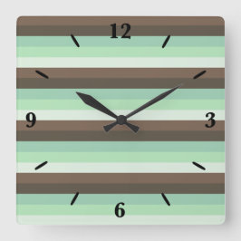 Mint Chocolade Chip Kleur Blok Strepen Vierkante Klok