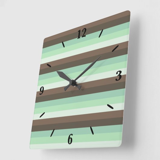 Mint Chocolade Chip Kleur Blok Strepen Vierkante Klok (Hoek)