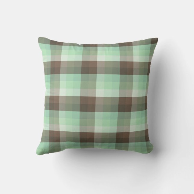 Mint Chocolade Chip Kleurblok Plaid Strepen  Kussen (Achterkant)