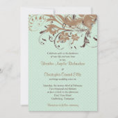 Mint Chocolate Brown  Floral Wedding Kaart (Voorkant)