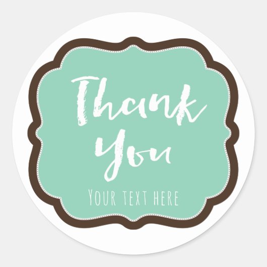 Mint & Chocolate Bruin Modern Chic Bedankt Ronde Sticker (Voorkant)