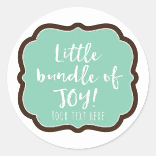 Mint & Chocolate Bruine Bundel van Vreugde Baby Sh Ronde Sticker