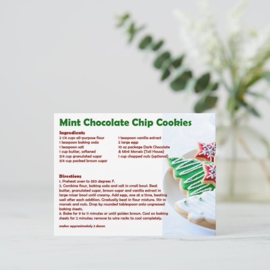 Mint Chocolate Chip Cookie Briefkaart (Staand voorkant)