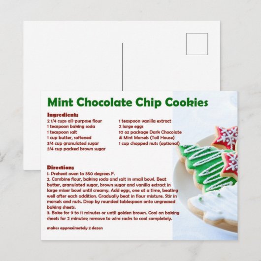 Mint Chocolate Chip Cookie Briefkaart (Voorkant / Achterkant)