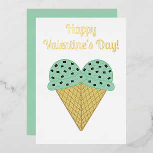 Mint Chocolate Chip Ice Cream Heart Valentijn Folie Feestdagenkaart
