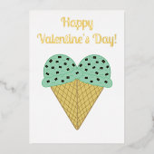 Mint Chocolate Chip Ice Cream Heart Valentijn Folie Feestdagenkaart (Voorkant)