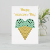 Mint Chocolate Chip Ice Cream Heart Valentijn Folie Feestdagenkaart (Staand Voorkant)