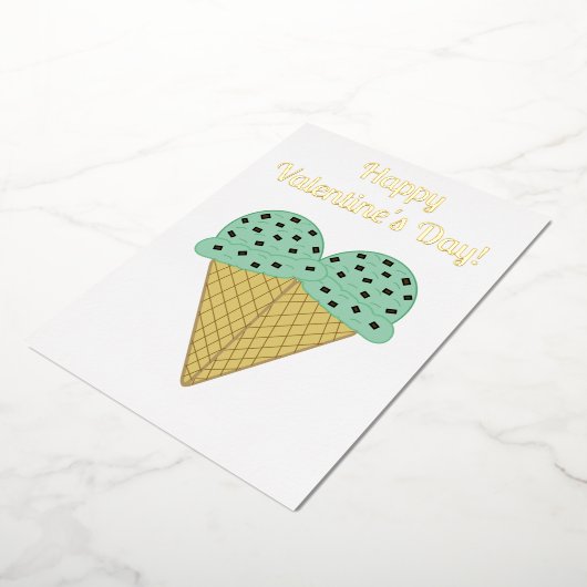Mint Chocolate Chip Ice Cream Heart Valentijn Folie Feestdagenkaart (Gedraaid)