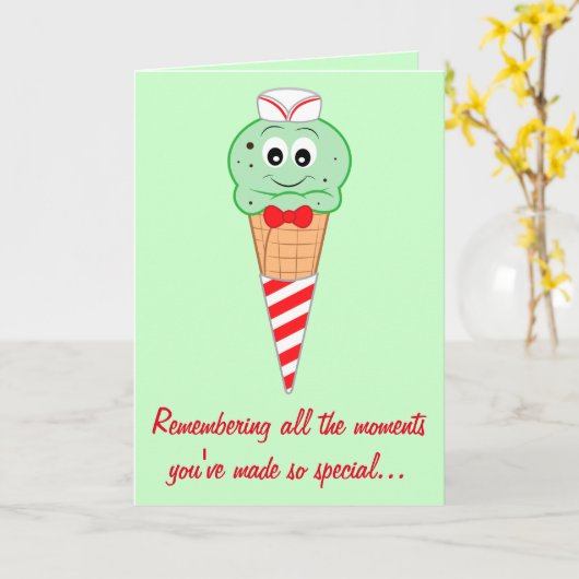 Mint Chocolate Chip Ice Cream Vaderdag Kaart (Gele Bloem)