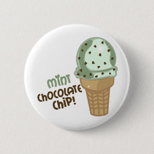 Mint Chocolate Chip met tekst Ronde Button 5,7 Cm