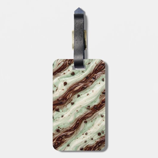 Mint Chocolate Chip Milkshake Marble Design Bagagelabel (Achterkant verticaal)