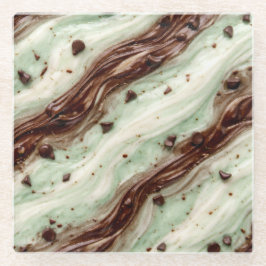 Mint Chocolate Chip Milkshake Marble Design Glazen Onderzetter