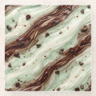 Mint Chocolate Chip Milkshake Marble Design Glazen Onderzetter