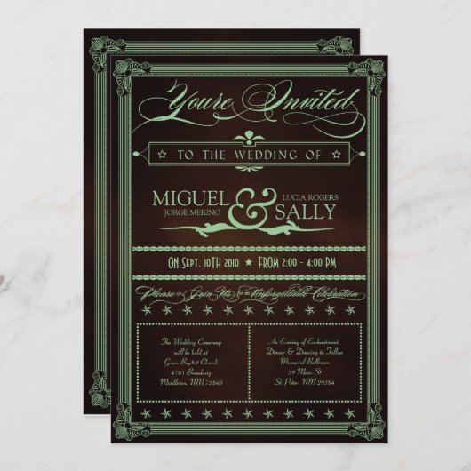 Mint & Chocolate DIY Weddenschap Kaart (Voorkant / Achterkant)