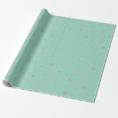 Mint Christmas Gold Snowflakes Cadeaupapier (Uitgerold)