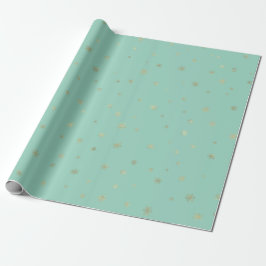 Mint Christmas Gold Snowflakes Cadeaupapier