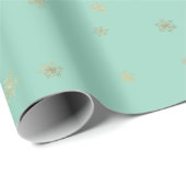 Mint Christmas Gold Snowflakes Cadeaupapier (Rol Hoek)