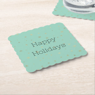 Mint Christmas Gold Snowflakes Kartonnen Onderzetters