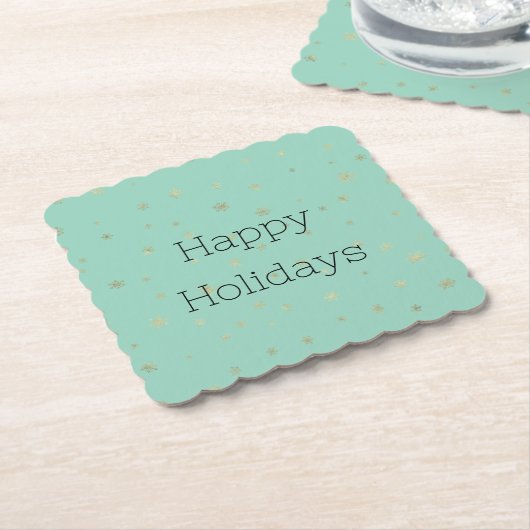 Mint Christmas Gold Snowflakes Kartonnen Onderzetters (Gebogen)
