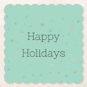 Mint Christmas Gold Snowflakes Kartonnen Onderzetters (Voorkant)