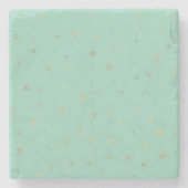 Mint Christmas Gold Snowflakes Stenen Onderzetter (Voorkant)