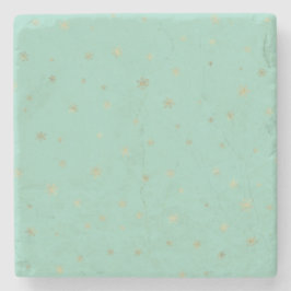 Mint Christmas Gold Snowflakes Stenen Onderzetter
