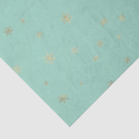 Mint Christmas Gold Snowflakes Tissuepapier (Detail)