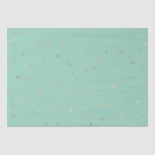Mint Christmas Gold Snowflakes Tissuepapier (Voorkant)