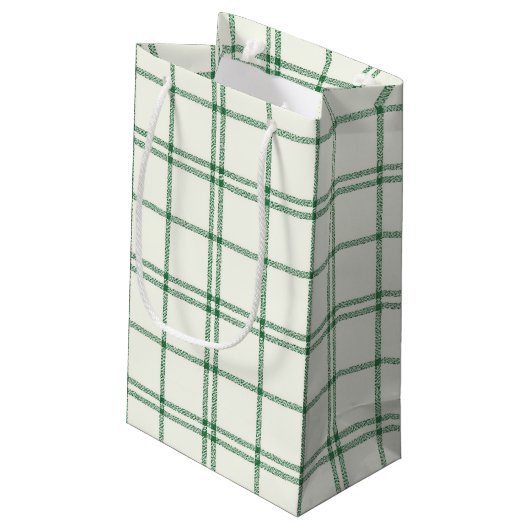 Mint Christmas Plaid Klein Cadeauzakje (Achterkant Gekanteld)