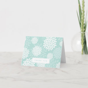 Mint Chrysanthemums Floral Pattern Bedankkaart