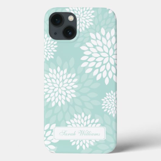 Mint Chrysanthemums Floral Pattern Case-Mate iPhone Case (Achterkant)