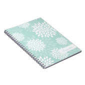 Mint Chrysanthemums Floral Pattern Notitieboek (Rechterzijde)
