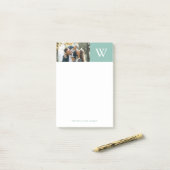 Mint Color Block Monogram en Foto Post-it® Notes (Op bureau)