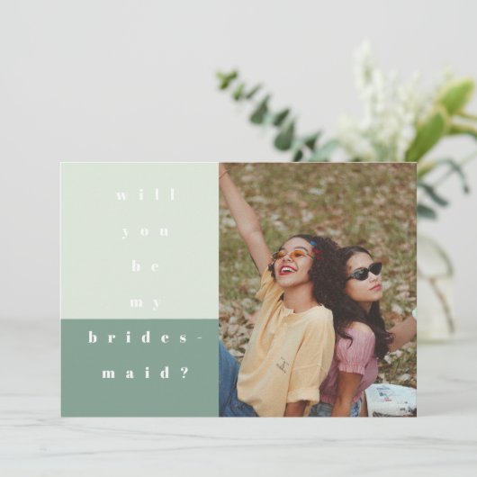 Mint Colour Block Foto: Mijn Bridesmaid Save The Date (Staand voorkant)