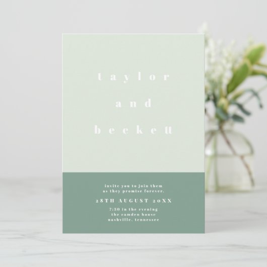 Mint Colour Block Wedding Invitation Save The Date (Staand voorkant)