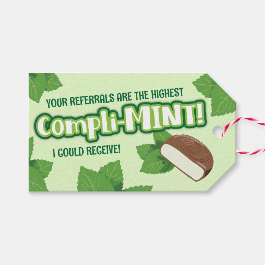 Mint Compliment Realtor Pop-door Referral Gum Cadeaulabel (Voorkant (Horizontaal))