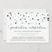 Mint Confetti Stippen Graduation Party Uitnodiging (Voorkant)