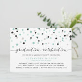 Mint Confetti Stippen Graduation Party Uitnodiging (Staand voorkant)