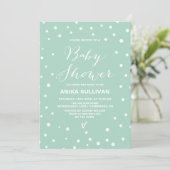 Mint Confetti Stippen Patroon Baby shower Uitnodig Kaart (Staand voorkant)