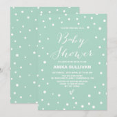 Mint Confetti Stippen Patroon Baby shower Uitnodig Kaart (Voorkant / Achterkant)