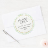 Mint Confetti Stippen Persoonlijke naam en adres Ronde Sticker (Envelop)